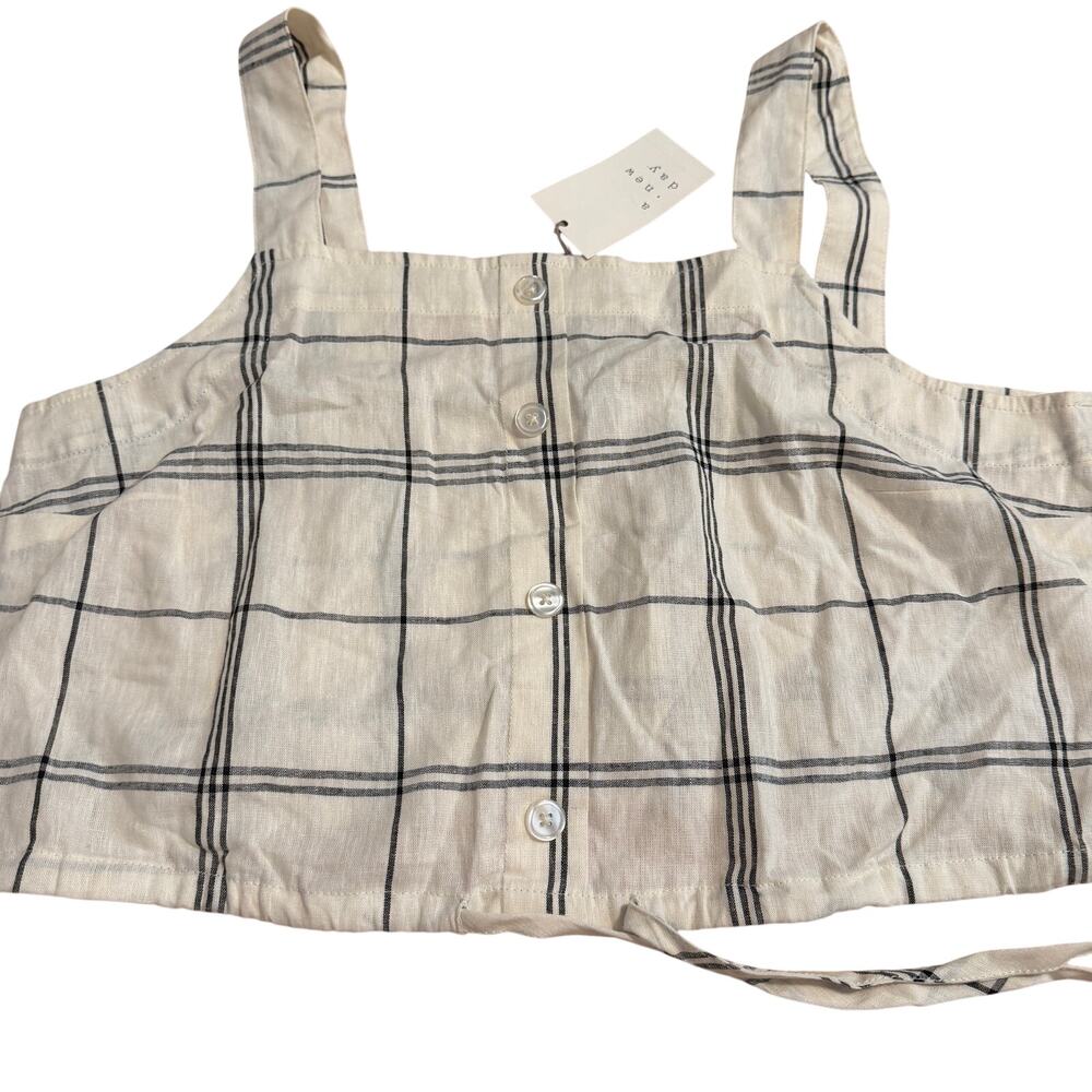 A New Day Women's Cream Tie-Front Linen Apron Tank Top - Size Large - NWT